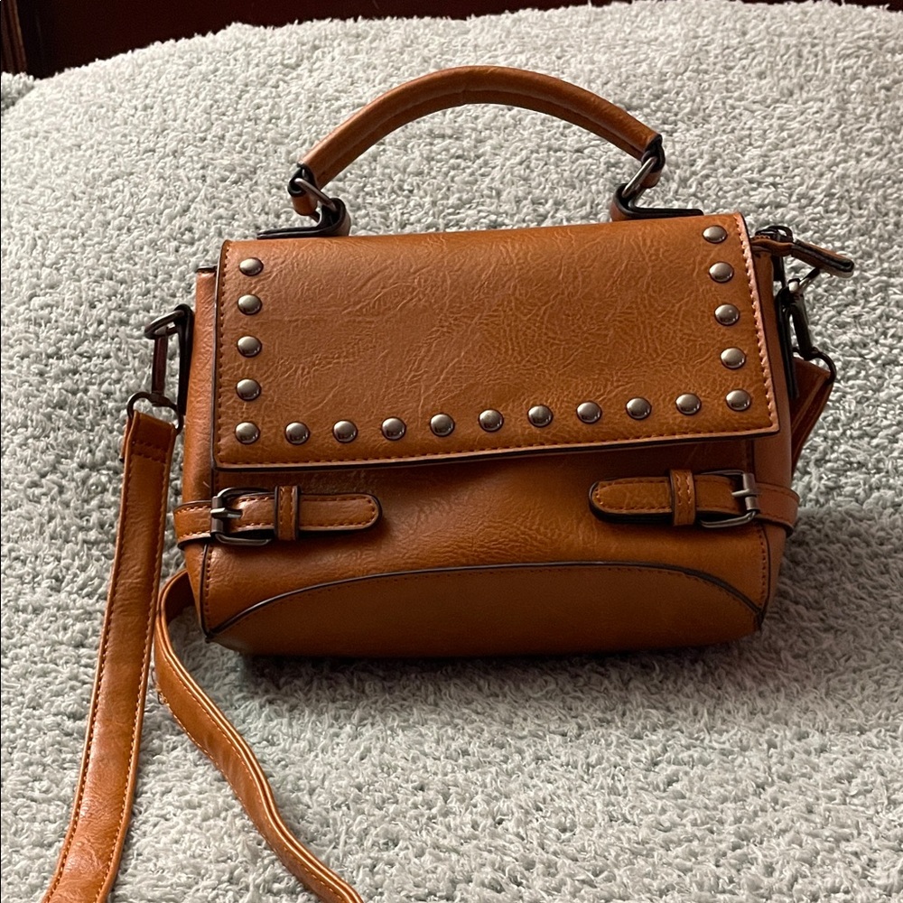 Chic Brown Studded Crossbody Bag